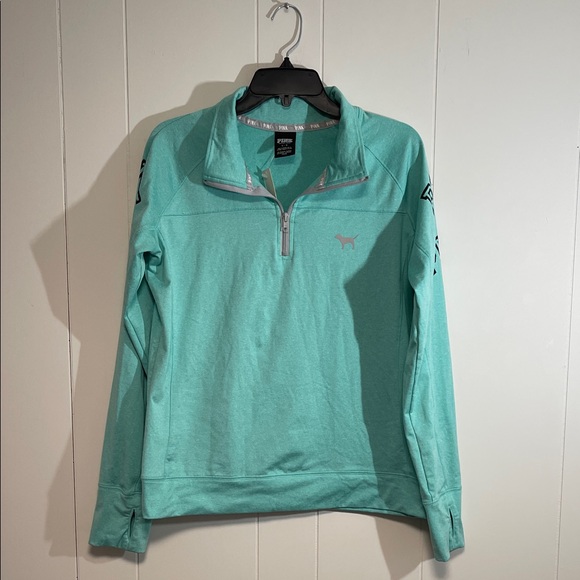 PINK Victoria's Secret Tops - PINK Victoria's Secret Aqua Half-Zip Sweatshirt new size large